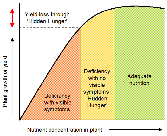 Figure 1: Yield reduction caused by 'hidden hunger' despite there being no apparent deficiency symptoms.